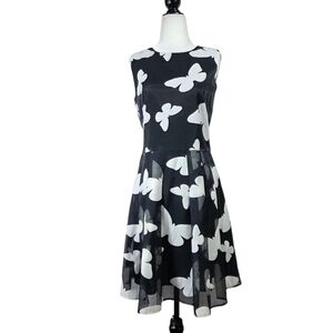 Queen Mulock Butterfly Print linen blend Dress